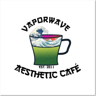 Vaporwave Aesthetic Great Wave Off Kanagawa Cafe Coffee Tea Posters and Art